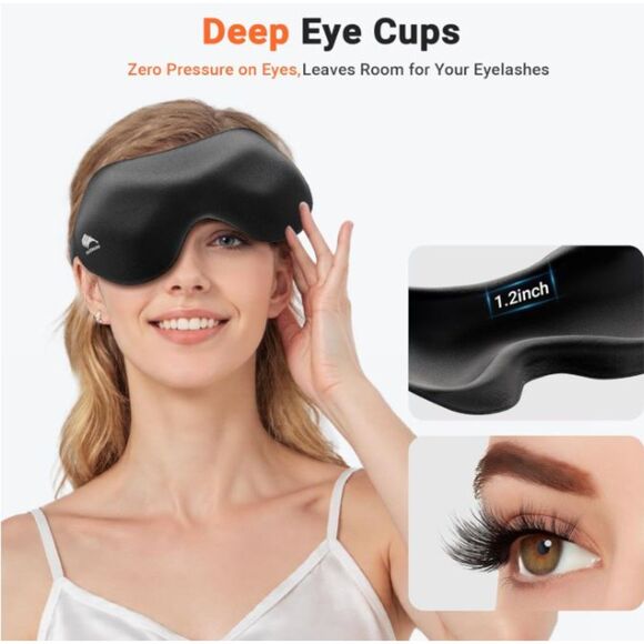 NEW Set of 3 Facemoon Sleep Masks Black Purple Blue Adjustable Deep Eye Cups - Picture 2 of 6